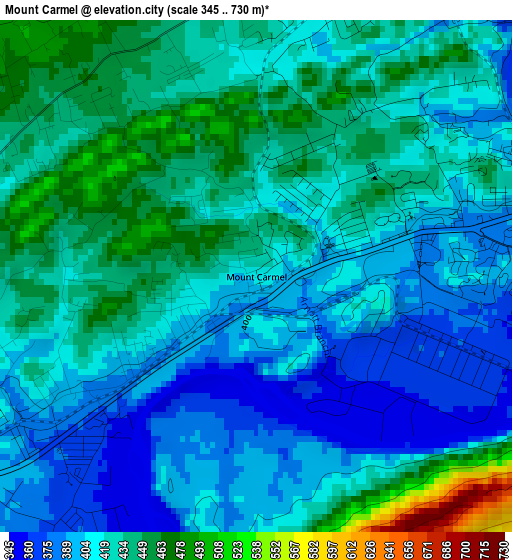 Mount Carmel elevation map