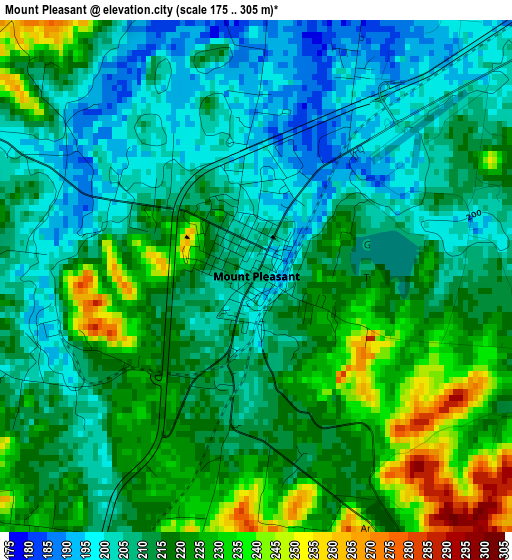 Mount Pleasant elevation map