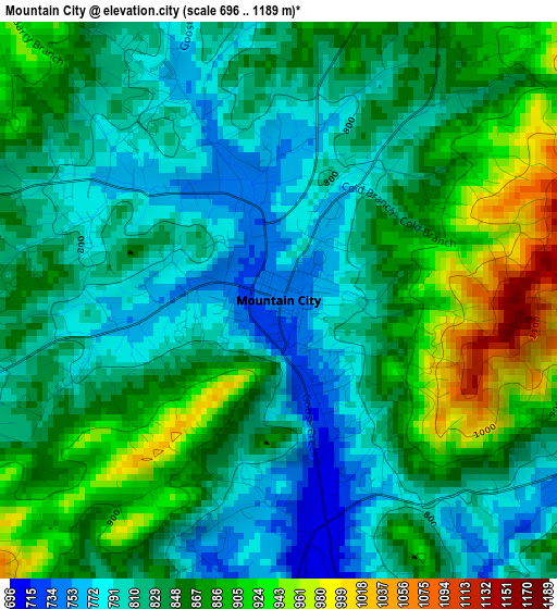 Mountain City elevation map