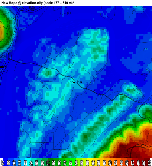 New Hope elevation map