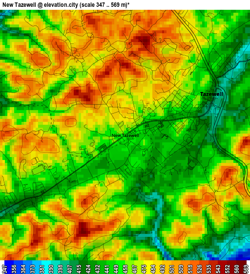 New Tazewell elevation map