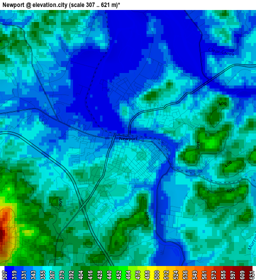 Newport elevation map