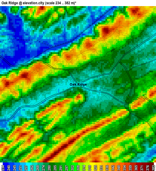 Oak Ridge elevation map