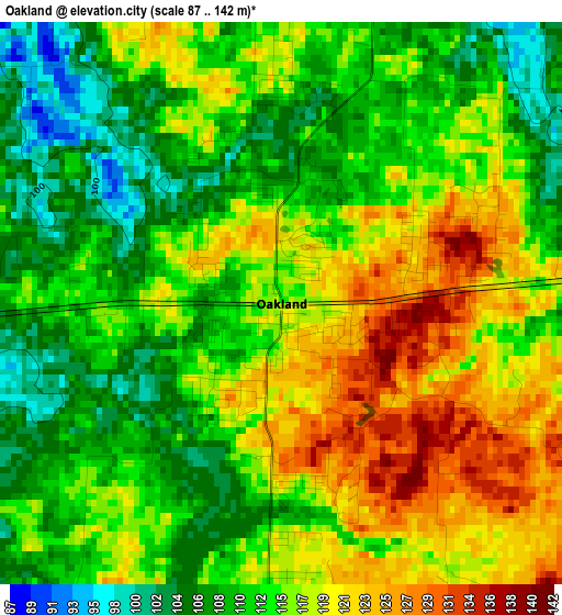 Oakland elevation map