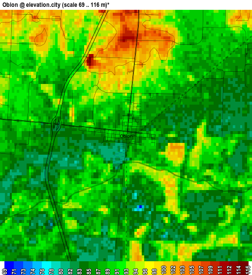 Obion elevation map