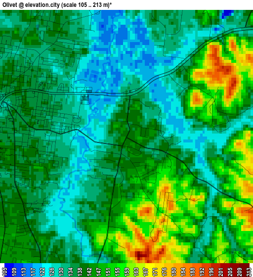 Olivet elevation map