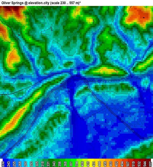 Oliver Springs elevation map