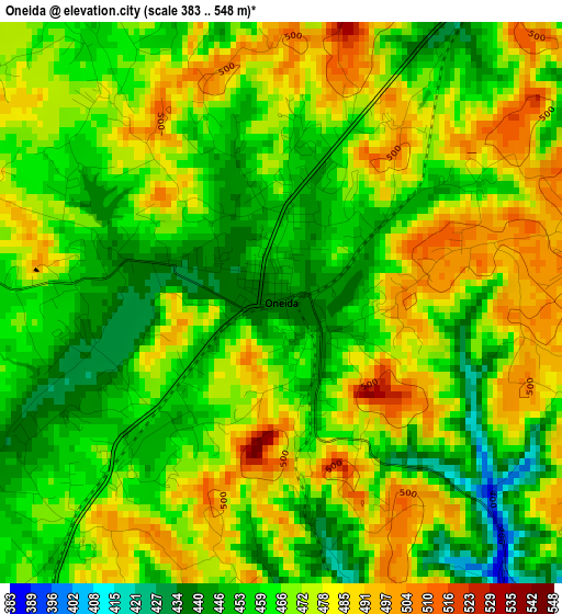 Oneida elevation map