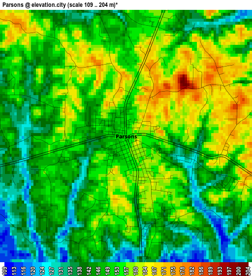 Parsons elevation map