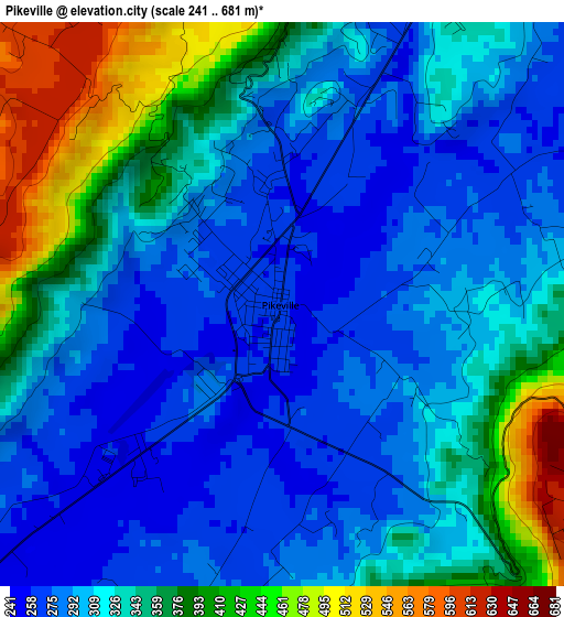 Pikeville elevation map