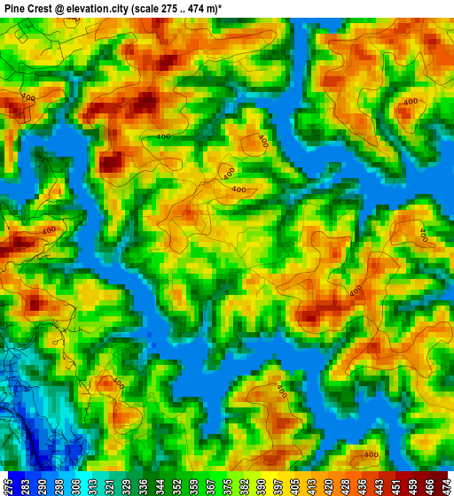 Pine Crest elevation map