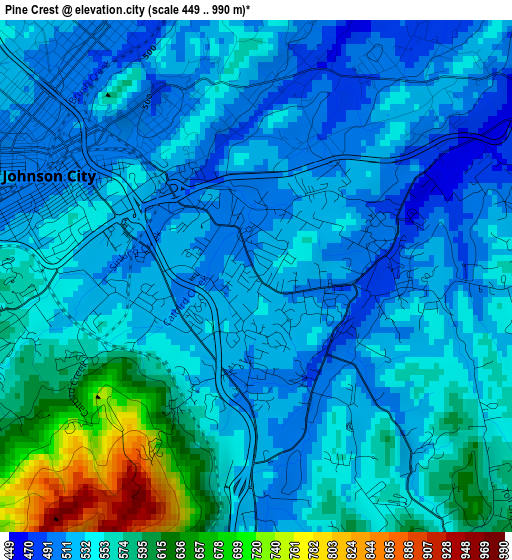 Pine Crest elevation map