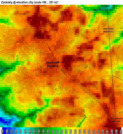 Zaokskiy elevation map