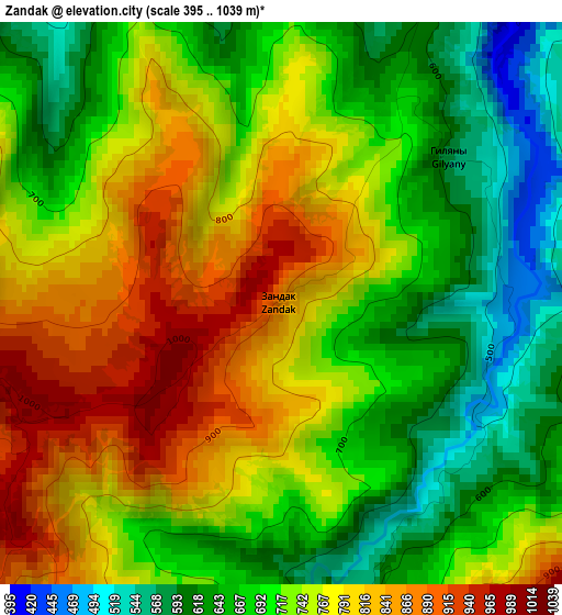 Zandak elevation map