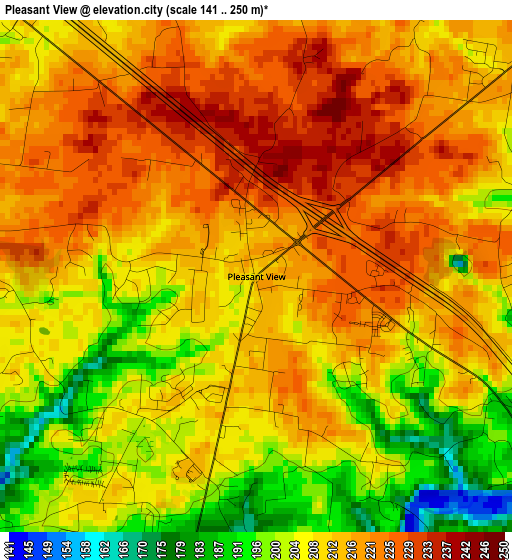 Pleasant View elevation map