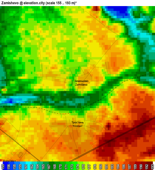 Zamishevo elevation map