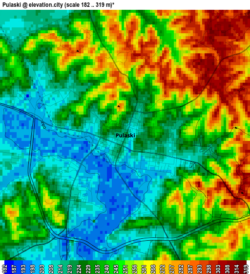 Pulaski elevation map