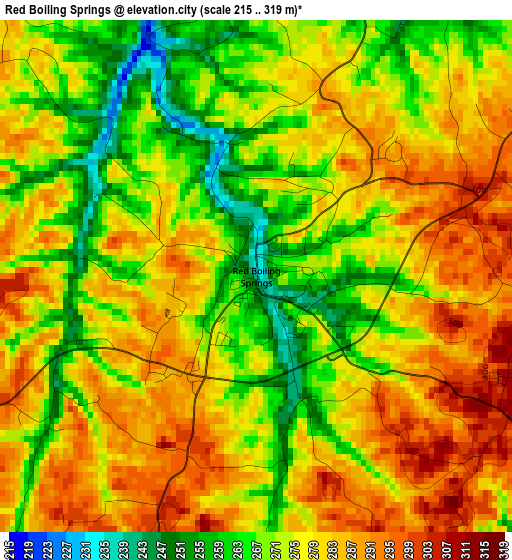 Red Boiling Springs elevation map