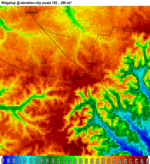 Ridgetop elevation map