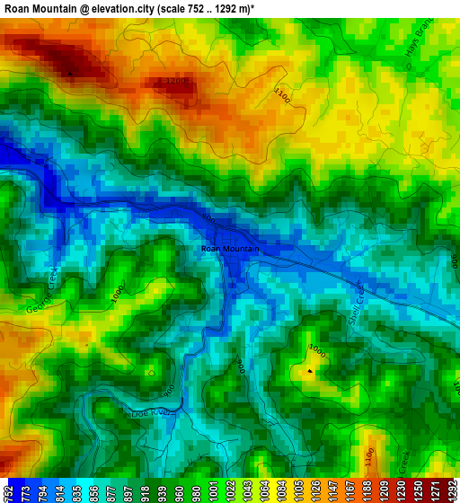 Roan Mountain elevation map