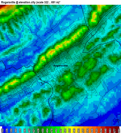 Rogersville elevation map