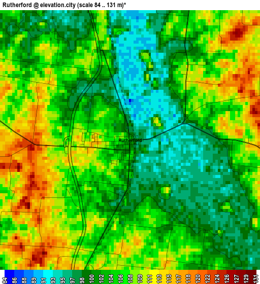 Rutherford elevation map