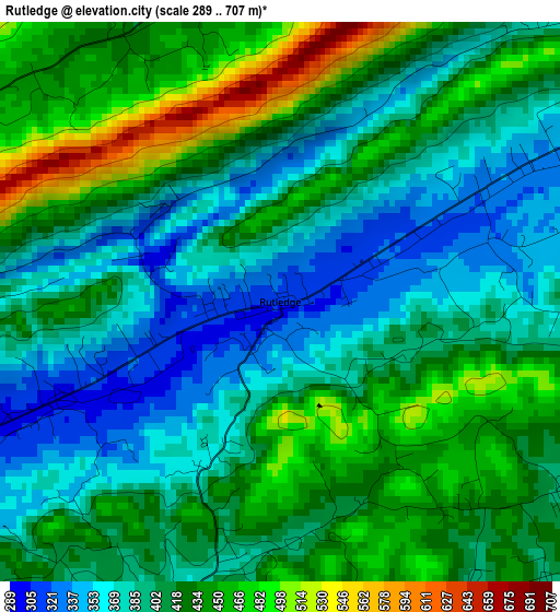 Rutledge elevation map