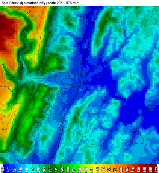 Sale Creek elevation map