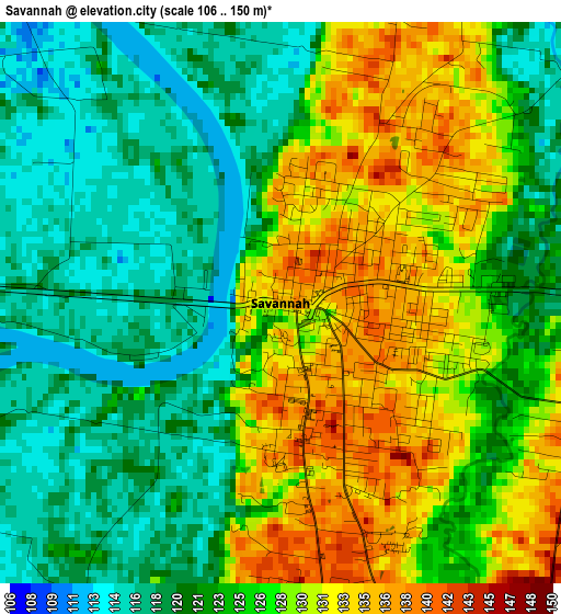 Savannah elevation map