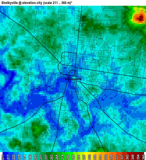 Shelbyville elevation map