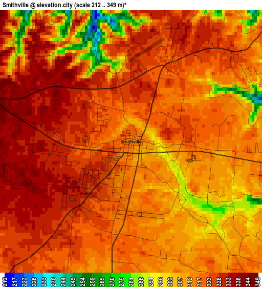 Smithville elevation map