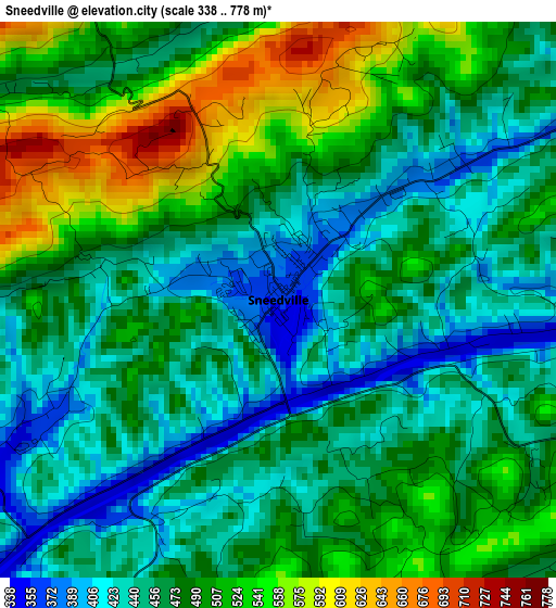 Sneedville elevation map