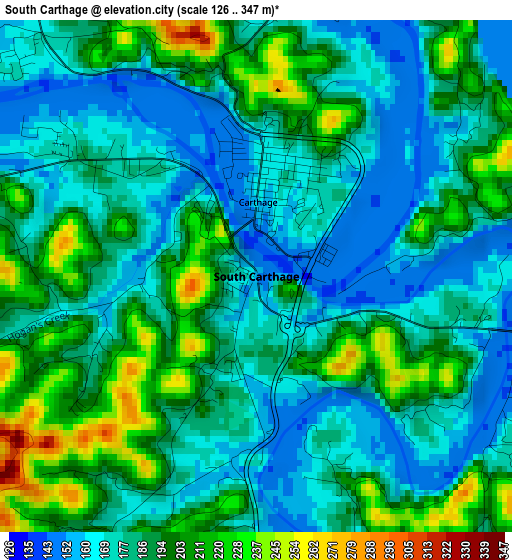 South Carthage elevation map