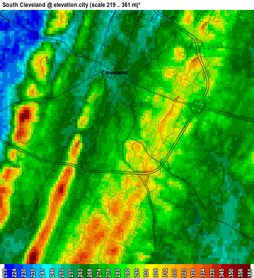 South Cleveland elevation map