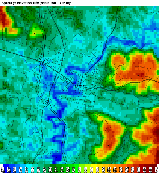 Sparta elevation map