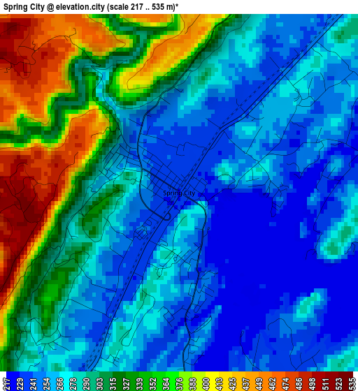 Spring City elevation map