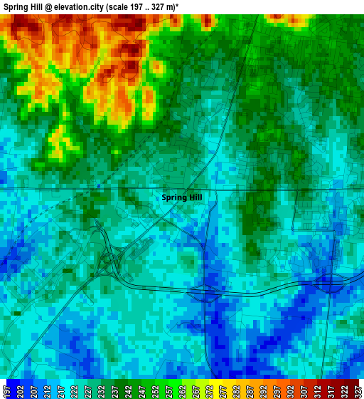 Spring Hill elevation map