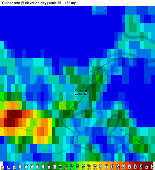 Yushkozero elevation map