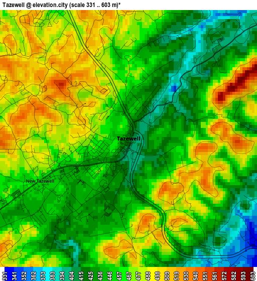 Tazewell elevation map