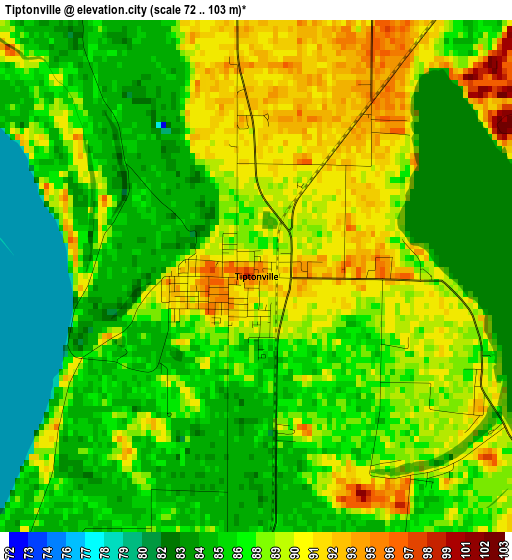 Tiptonville elevation map