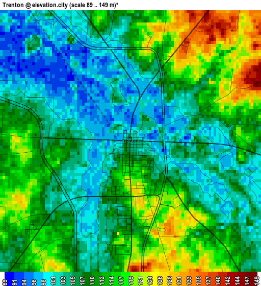 Trenton elevation map