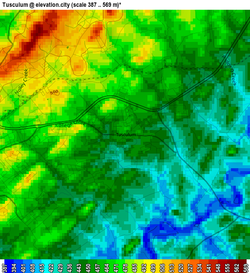 Tusculum elevation map