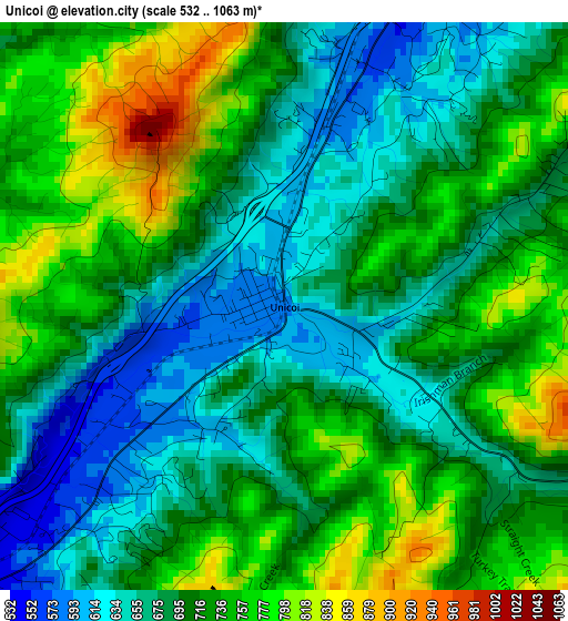 Unicoi elevation map