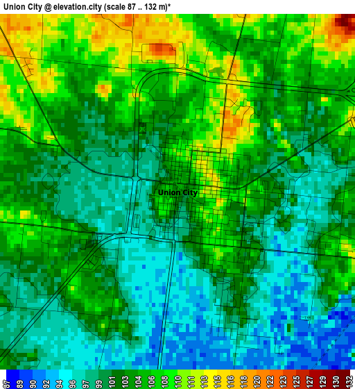 Union City elevation map