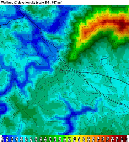 Wartburg elevation map