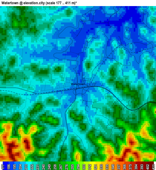 Watertown elevation map