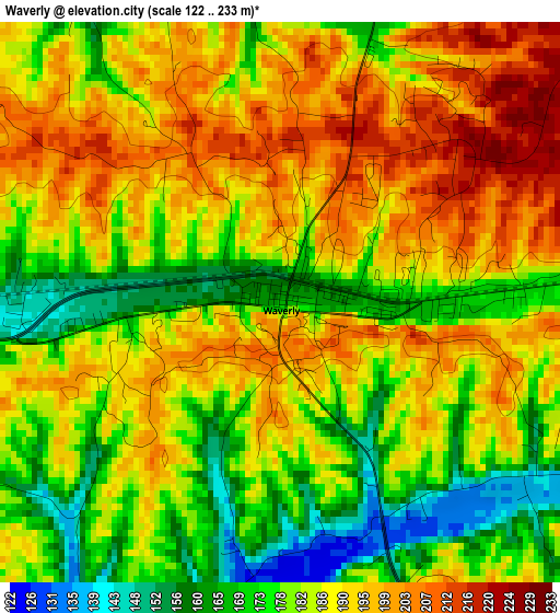 Waverly elevation map