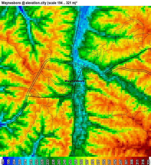 Waynesboro elevation map