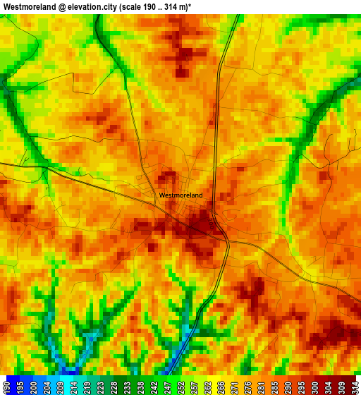 Westmoreland elevation map