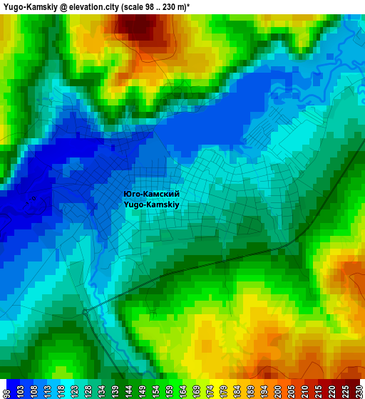 Yugo-Kamskiy elevation map